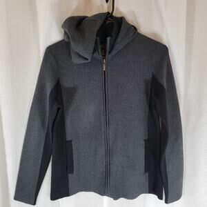 Womens Zip Up Hoodie Sweater Gray Black Casual Athleisure Size Medium Colorblock